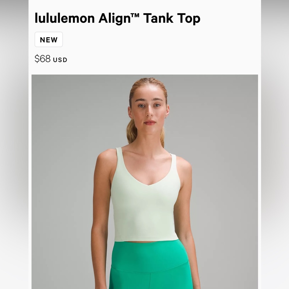 Lulu lemon tank mint size 4